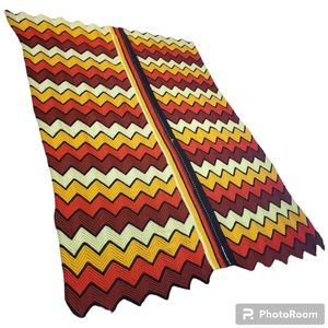 Fall Colors Vintage Wool Afghan, Handmade Crochet Throw Blanket 1960s